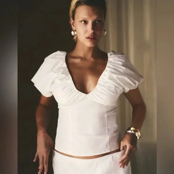 NWT J.Crew Cecily top in stretch cotton poplin blend - Picture 1 of 12